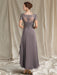 V-Neck A-Line Princess Tea-Length Dresses for the Mother of the Bride