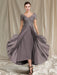 V-Neck A-Line Princess Tea-Length Dresses for the Mother of the Bride