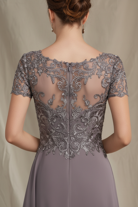 V-Neck A-Line Princess Tea-Length Dresses for the Mother of the Bride
