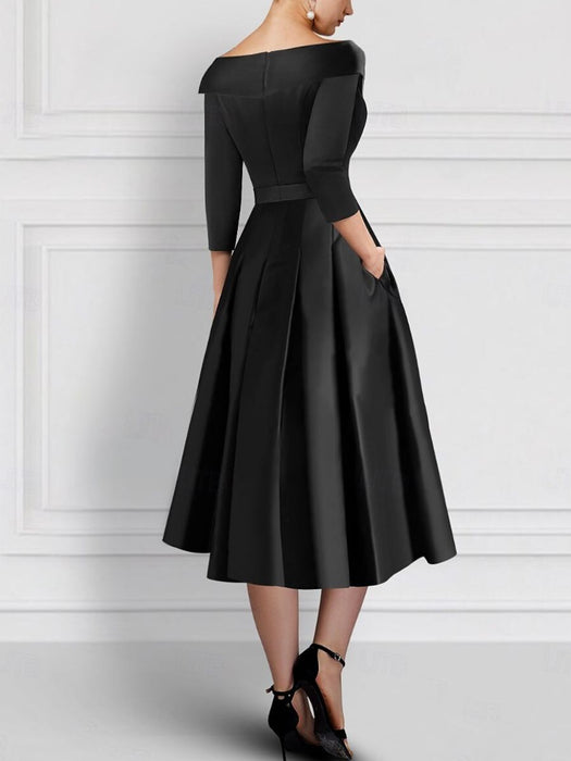 Elegant V-Neck A-Line Princess Tea-Length Mother of the Bride Dresses with Appliques