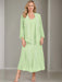 V-Neck A-Line Princess Two-Piece Plus Size Mother of the Bride Dress with Jacket and Sequins in Tea-Length