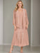 V-Neck A-Line Princess Two-Piece Plus Size Mother of the Bride Dress with Jacket and Sequins in Tea-Length