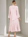 V-Neck A-Line Princess Two-Piece Plus Size Mother of the Bride Dress with Jacket and Sequins in Tea-Length