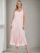 V-Neck A-Line Princess Two-Piece Plus Size Mother of the Bride Dress with Jacket and Sequins in Tea-Length