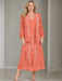 V-Neck A-Line Princess Two-Piece Plus Size Mother of the Bride Dress with Jacket and Sequins in Tea-Length