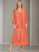 V-Neck A-Line Princess Two-Piece Plus Size Mother of the Bride Dress with Jacket and Sequins in Tea-Length