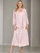 V-Neck A-Line Princess Two-Piece Plus Size Mother of the Bride Dress with Jacket and Sequins in Tea-Length