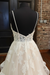 V Neck Backless Champagne Lace Long Prom Dresses, Champagne Lace Wedding Dresses, Champagne Formal Evening Dresses 
