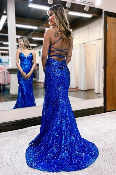 royal blue sequin bridesmaid dresses Sequin Mermaid Bridesmaid Dress Off Shoulder Leg Slit