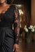 V-Neck Black Mother of the Bride Dress Long Sleeves lace Front Slit Wedding Guest Dress - Prom Dresses