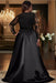 V-Neck Black Mother of the Bride Dress Long Sleeves lace Front Slit Wedding Guest Dress - Prom Dresses
