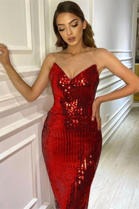 V Neck Burgundy Prom Dress with Sequins Heart Mermaid