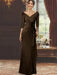 V-Neck Floor-Length Mother of the Bride Dress with Ruffles and Appliques Half Sleeves