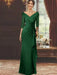 V-Neck Floor-Length Mother of the Bride Dress with Ruffles and Appliques Half Sleeves