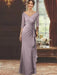 V-Neck Floor-Length Mother of the Bride Dress with Ruffles and Appliques Half Sleeves