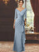 V-Neck Floor-Length Mother of the Bride Dress with Ruffles and Appliques Half Sleeves
