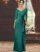 V-Neck Floor-Length Mother of the Bride Dress with Ruffles and Appliques Half Sleeves