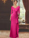V-Neck Floor-Length Mother of the Bride Dress with Ruffles and Appliques Half Sleeves