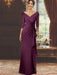 V-Neck Floor-Length Mother of the Bride Dress with Ruffles and Appliques Half Sleeves