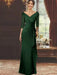 V-Neck Floor-Length Mother of the Bride Dress with Ruffles and Appliques Half Sleeves