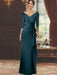 V-Neck Floor-Length Mother of the Bride Dress with Ruffles and Appliques Half Sleeves