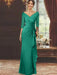 V-Neck Floor-Length Mother of the Bride Dress with Ruffles and Appliques Half Sleeves