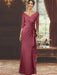 V-Neck Floor-Length Mother of the Bride Dress with Ruffles and Appliques Half Sleeves