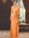 V-Neck Floor-Length Mother of the Bride Dress with Ruffles and Appliques Half Sleeves