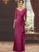 V-Neck Floor-Length Mother of the Bride Dress with Ruffles and Appliques Half Sleeves