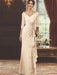 V-Neck Floor-Length Mother of the Bride Dress with Ruffles and Appliques Half Sleeves
