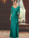 V-Neck Floor-Length Mother of the Bride Dress with Ruffles and Appliques Half Sleeves