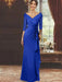 V-Neck Floor-Length Mother of the Bride Dress with Ruffles and Appliques Half Sleeves