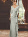 V-Neck Floor-Length Mother of the Bride Dress with Ruffles and Appliques Half Sleeves