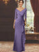 V-Neck Floor-Length Mother of the Bride Dress with Ruffles and Appliques Half Sleeves