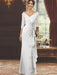 V-Neck Floor-Length Mother of the Bride Dress with Ruffles and Appliques Half Sleeves
