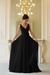 Floor Length V Neck Sleeveless Chiffon Beach Wedding Dress Black with Flowers - Wedding Dresses