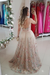 V-Neck Floral Prom Dress Back View Hidden Zipper