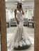 V Neck Mermaid Champagne Lace Wedding Dresses Sleeveless