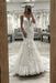 Ivory V Neck Mermaid Lace Wedding Dresses Sleeveless