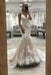 Champagne V Neck Mermaid Lace Wedding Dresses Sleeveless