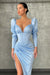 V-Neck Mermaid Prom Dress With Slit Long Sleeves
