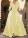 Mother of the Bride V-Neck Pantsuit with 3/4 Sleeves and Flower Belt