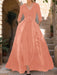 Mother of the Bride V-Neck Pantsuit with 3/4 Sleeves and Flower Belt