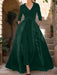Mother of the Bride V-Neck Pantsuit with 3/4 Sleeves and Flower Belt