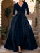 Mother of the Bride V-Neck Pantsuit with 3/4 Sleeves and Flower Belt
