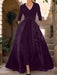 Mother of the Bride V-Neck Pantsuit with 3/4 Sleeves and Flower Belt