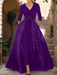Mother of the Bride V-Neck Pantsuit with 3/4 Sleeves and Flower Belt