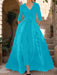 Mother of the Bride V-Neck Pantsuit with 3/4 Sleeves and Flower Belt