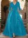 Mother of the Bride V-Neck Pantsuit with 3/4 Sleeves and Flower Belt