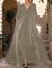 Mother of the Bride V-Neck Pantsuit with 3/4 Sleeves and Flower Belt